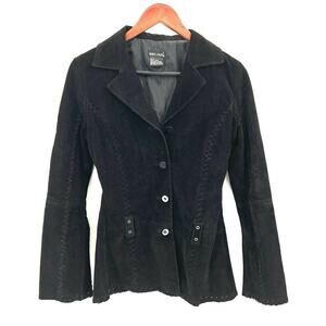 Vintage 90s WET SEAL Black Suede Leather Jacket